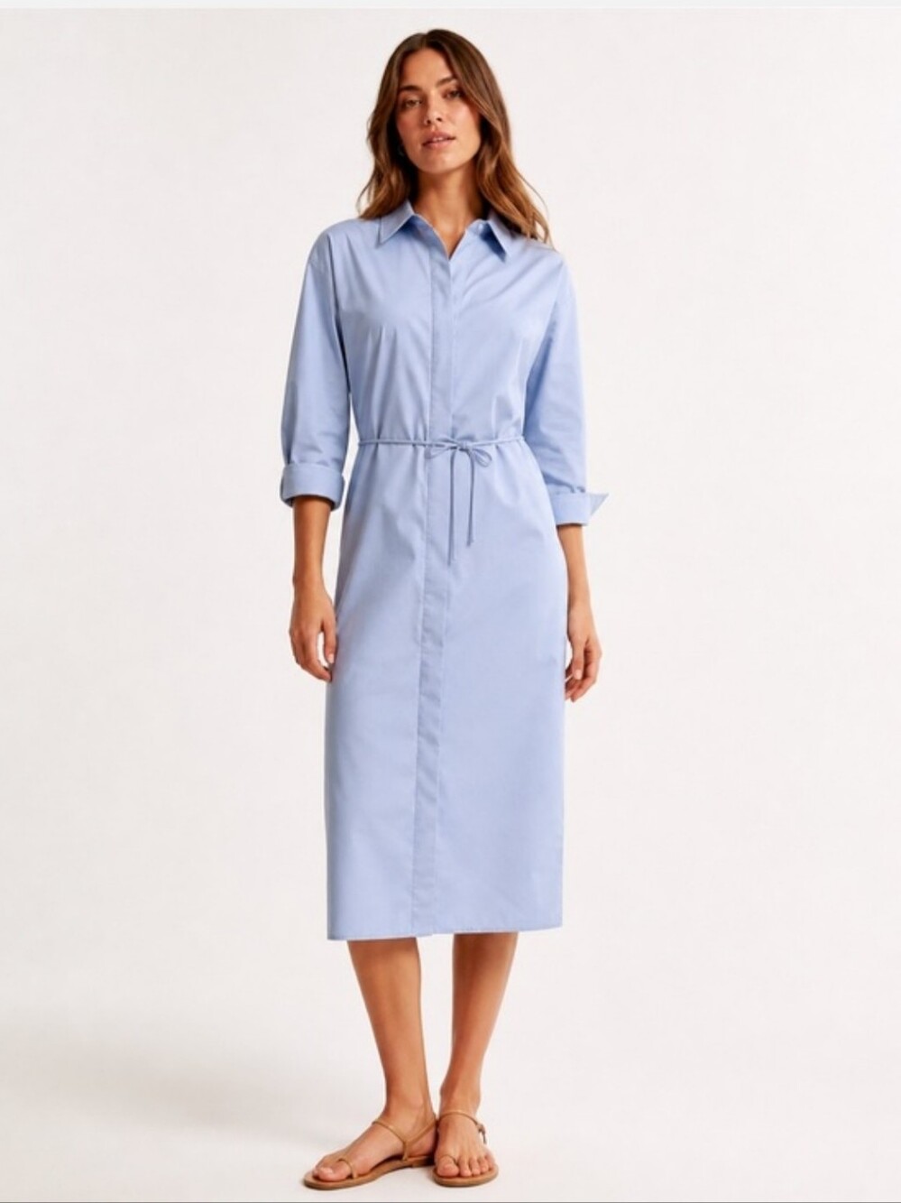 NWOT Abercrombie blue long sleeve cotton poplin shirt dress XL - Picture 1 of 4
